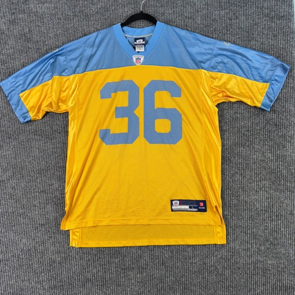 VTG Reebok NFL Equipment Brian Westbrook #36 Jersey Men L Yellow Blue Y2K Eagles - Picture 2 of 8